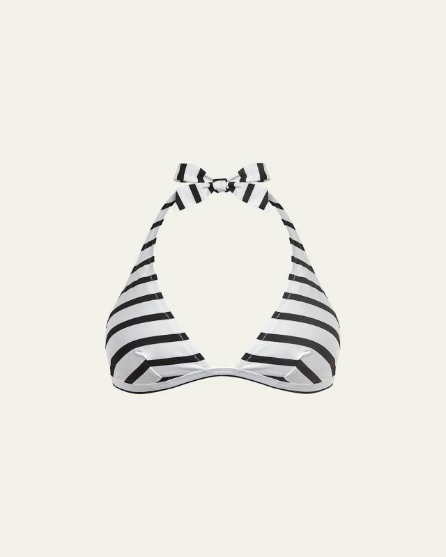 Stripes Jersey Halter Bikini Top